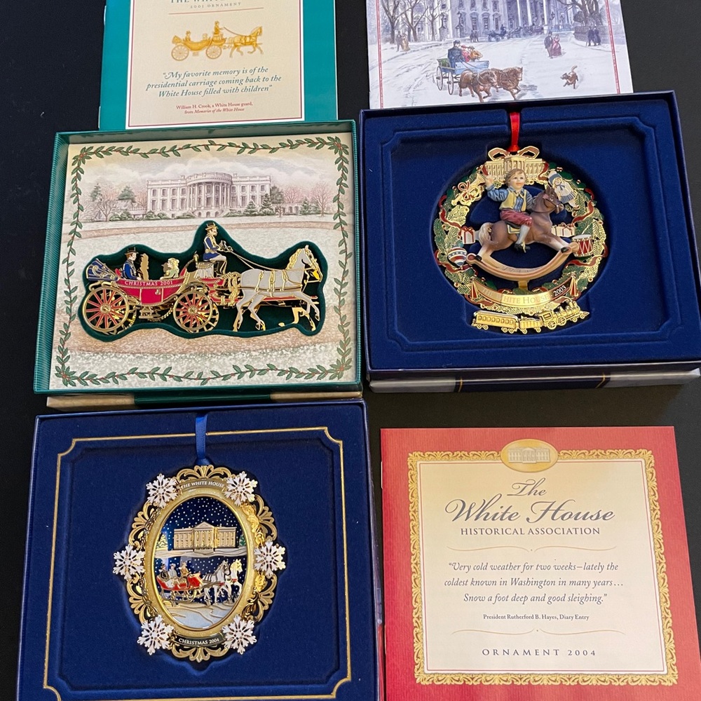 White House Christmas Ornaments 2001, 2003 & 2004